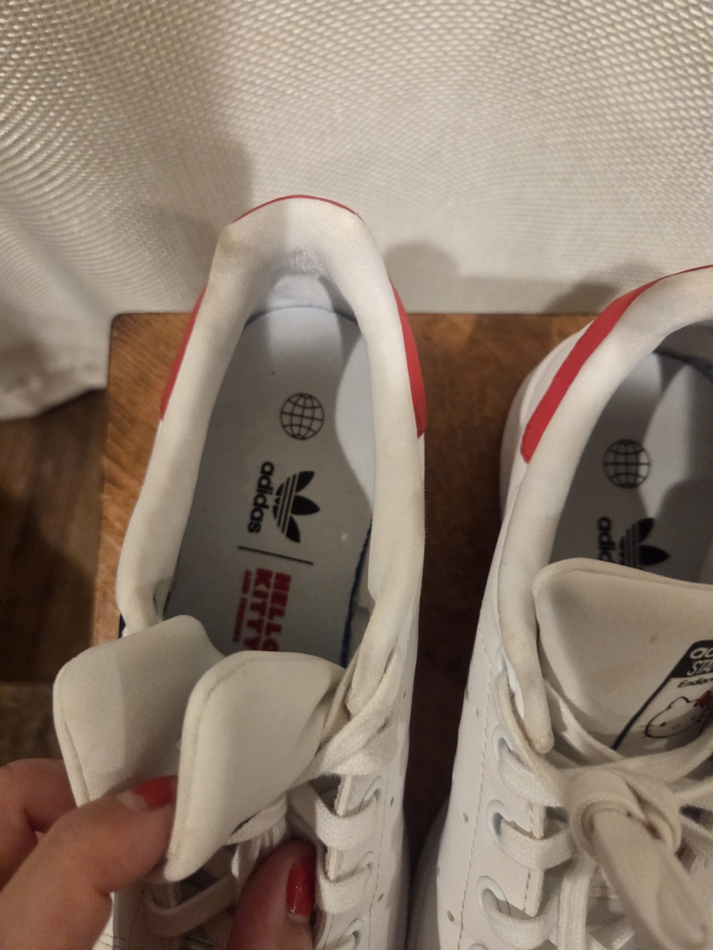adidas - White Sneakers with Red Accents and Hello Kitty Detail Size 5.5 - Picture 7 of 9